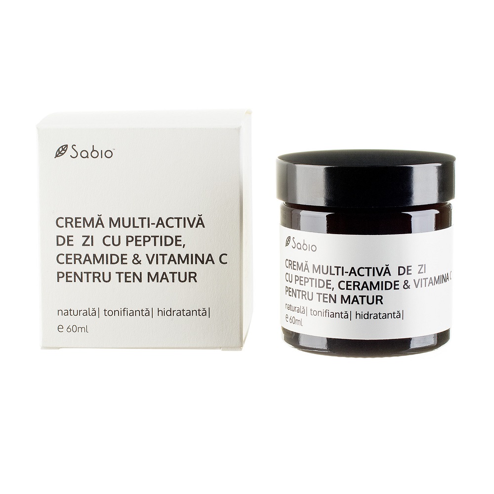 Crema multi-activa de zi pentru ten matur cu peptide + ceramide si vitamina C, 60ml, Sabio