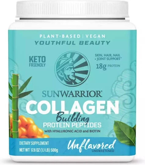 Sunwarrior Collagen Building Protein Peptides cu Acid Hialuronic & Vitamina C 500gr Unflavoured