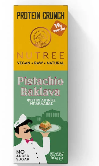 Nutree Crunch Aegina Baklava cu fistic Baton cu 32% Proteină & Aromă Pistachio Baklava 60gr