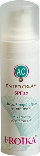 Froika AC Tinted Light Cremă Hidratantă de Față de Zi Colorată 24h cu SPF20 Împotriva Imperfecțiunilor și a Acneei cu Acid Hialuronic 30ml