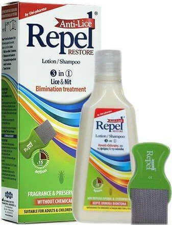 UNI-PHARMA Repel Anti-lice Restore 3 in 1 Tratament împotriva păduchilor Șampon & Loțiune 200ml