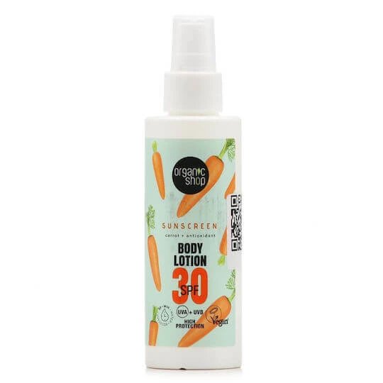 Organic Shop Carrot Loțiune de Protecție Solară pentru Corp SPF30 Spray 150ml