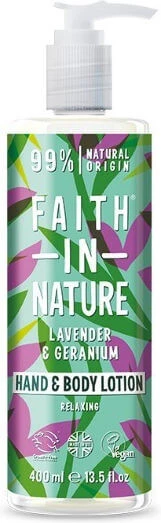 Faith in Nature Lavender & Geranium Loțiune hidratant pentru corp cu Aromă Levănțică 400ml