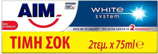 AIM White System 2x Pastă de dinți pentru Albire