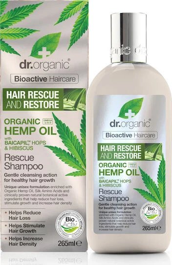 Dr.Organic Hemp Oil Rescue Sampon De Par Contra Căderea Părului Pentru Păr Fragil 265ml