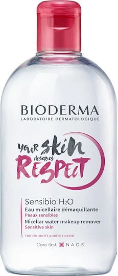 Bioderma Sensibio H2O Your Skin Deserves Respect Apă micelară Îndepărtare Machiaj Față & Ochi 500ml