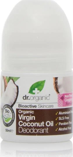 Dr.Organic Virgin Coconut Oil Ulei de nucă de cocos virgin Deodorant Natural sub formă de Roll-On Fără aluminiu 50ml