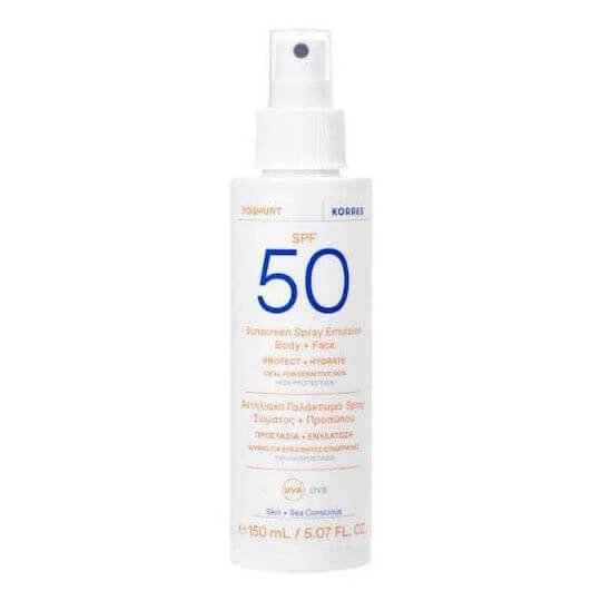 Korres Yoghurt Spray Waterproof Protecție Solară de Față și Corp SPF50 150ml