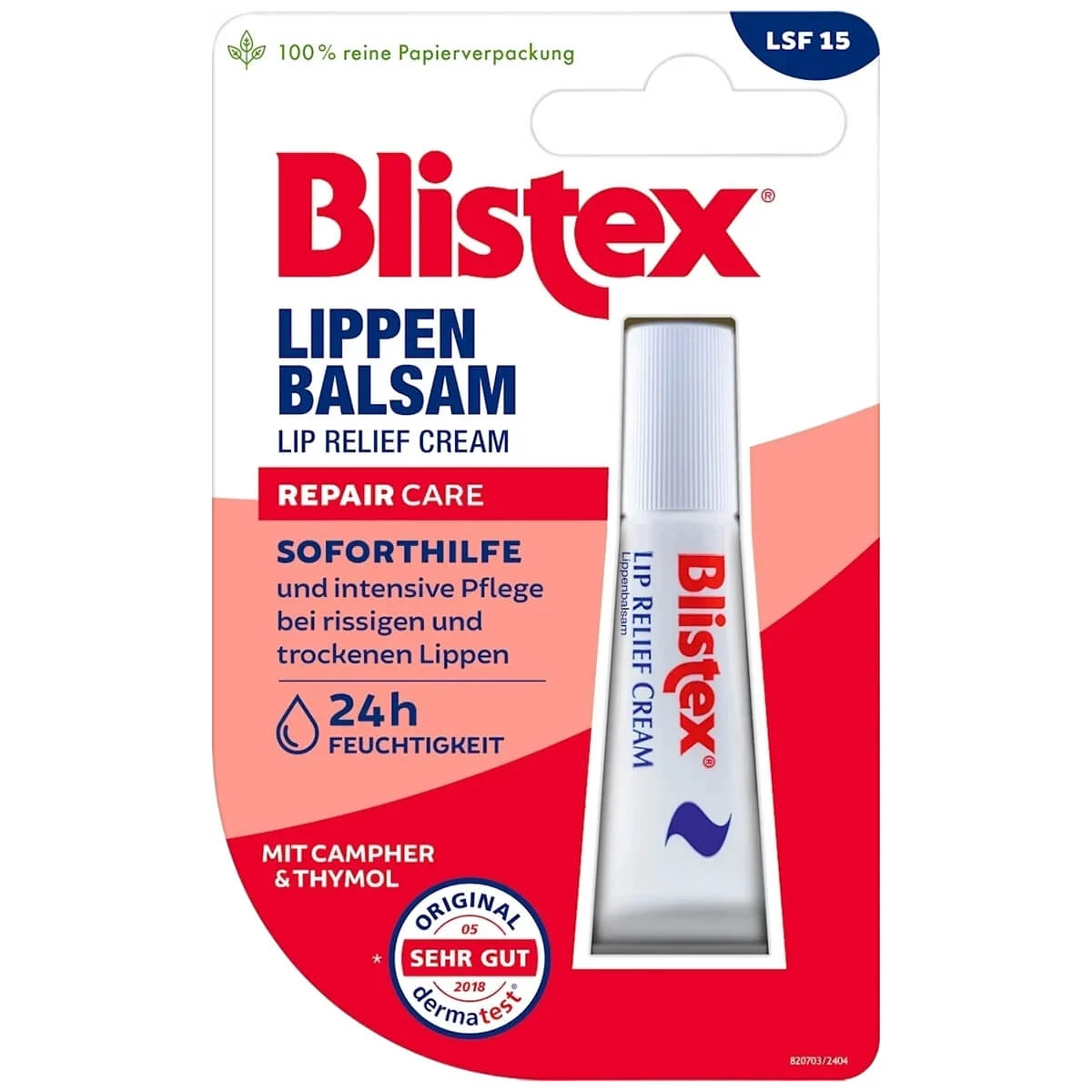 Blistex Repair Care Lip Relief Cream, balsam de buze, SPF 15, 6 ml