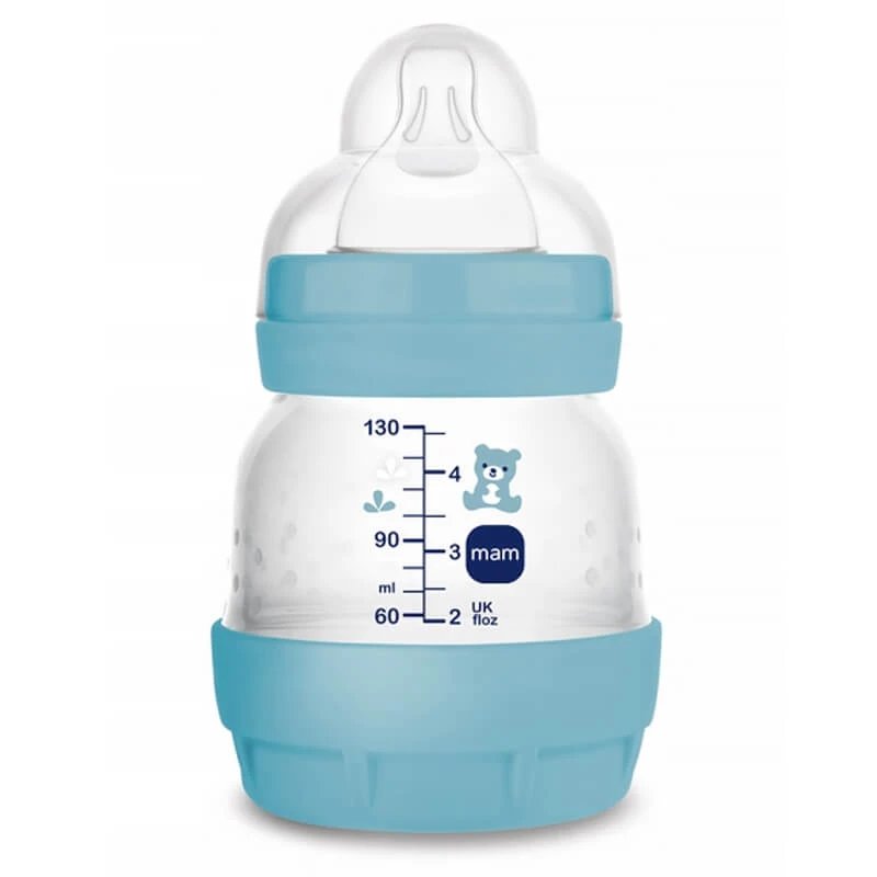 MAM Perfect Start Anti-Colic, sticlă anti-colică, cu tetină din silicon, Planet Love, băiat, de la naștere, 130 ml