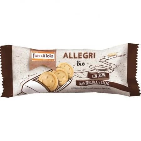 Biscuiti Bio cu crema de alune si cacao, 45 g, Fior di Loto