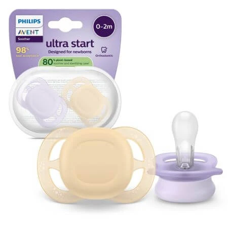 Suzete Ultra Start Philips Avent, Mov-Portocaliu, 0-2 luni, SCF075/11, 2 bucati, Philips