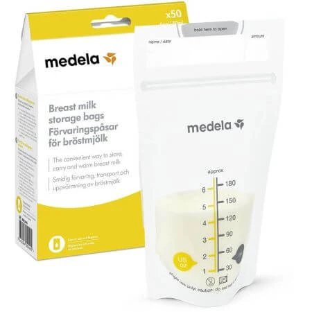 Pungi pentru depozitarea laptelui matern, 50 x 180 ml, Medela
