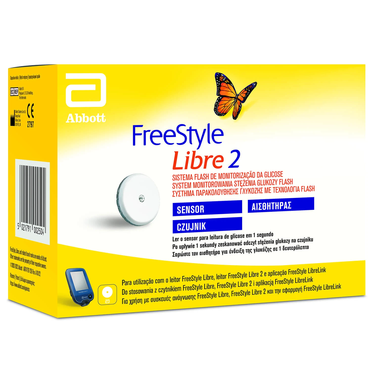 FreeStyle Libre 2, sistem de monitorizare a glucozei, senzor