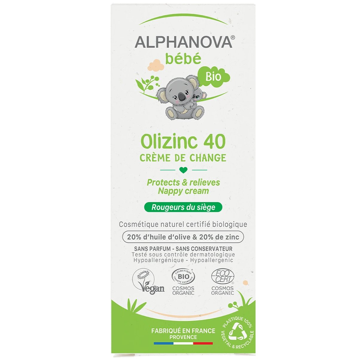Alphanova Bebe, Oilzinc 40 Bio cremă pentru scutece, de la naștere, ameliorarea iritațiilor, 50 g