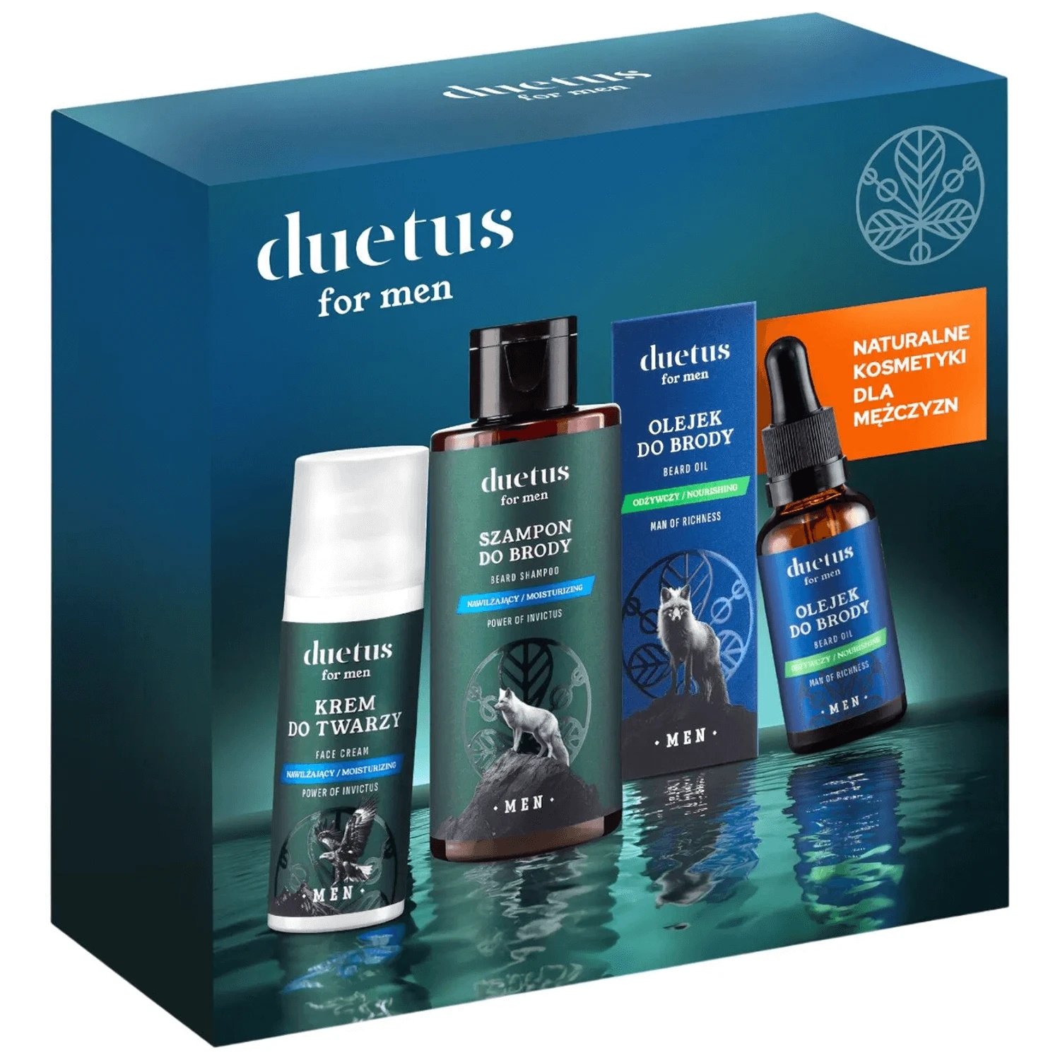 Duetus For Men Set pentru față și barbă, șampon pentru barbă, 145ml + cremă pentru față, 50ml + ulei pentru barbă, 30ml