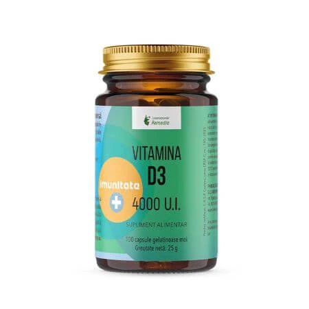 Vitamina D3, 4000 U.I, 100 capsule moi, Remedia