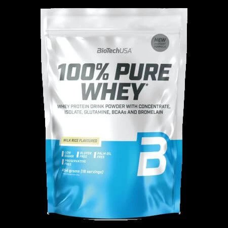 Pudra proteica 100% Pure Whey, Milk Rice, 454 g, BioTechUSA