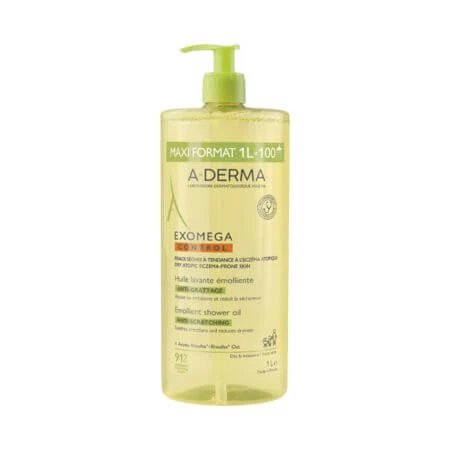 Ulei de dus emolient, piele uscata, piele atopica Exomega Control, 1 litru, A-Derma