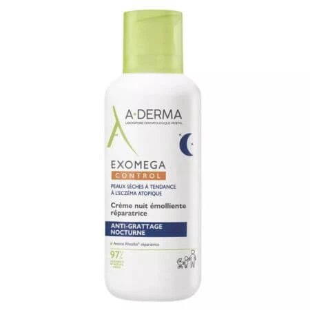 Crema de noapte emolienta si reparatoare pentru piele uscata Exomega Control, 400 ml, A-Derma