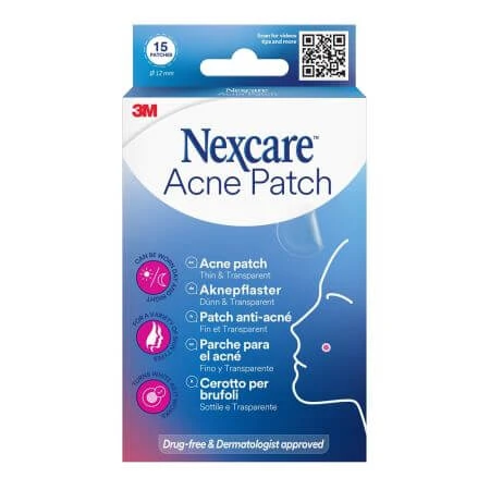 Plasturi hidrocoloidali pentru acnee Nexcare, 15 bucati, 3M