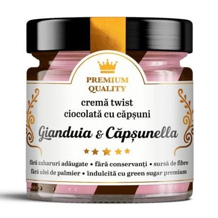 Crema twist ciocolata cu capsuni Gianduia & Capsunella Secretele Ramonei, 250 g, Laboratoarele Remedia