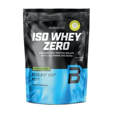 Izolat proteic din zer cu aroma de Fistic Iso Whey Zero, 454 g, BioTechUSA