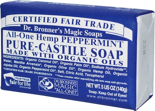 Dr Bronner's Pure-Castile Bar Soap All-One Hemp Peppermint Baton de săpun pentru Corpul & Părul 140gr
