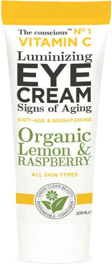 Biovene The Conscious Luminizing Organic Lămâie Organică și Zmeură Hidratare și Anti-îmbătrânire Cremă de Ochi împotriva Cearcănelor cu Vitamina C și Aloe Vera 30ml