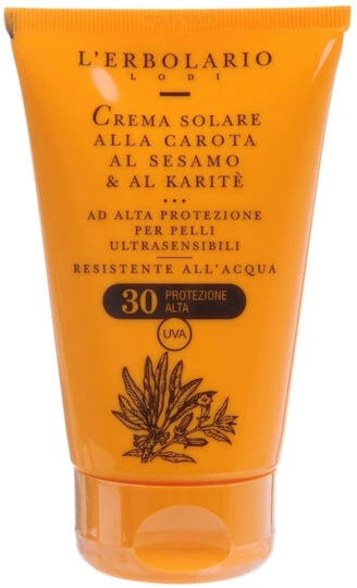 L' Erbolario Cremă Sun cu Morcov, Sesame și Shea Produse cu Protecție Solara pentru Corp SPF30 125ml