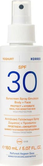 Korres Yoghurt Cremă Solară Waterproof Pentru Față și Corp SPF30 Spray 150ml
