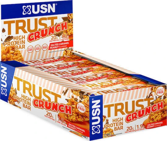 USN Trust Crunch Batoane cu 20gr Proteină & Aromă Salted Peanut Caramel 12x60gr