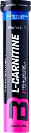 Biotech USA L-Carnitine Effervescent cu Carnitină 500mg și Gust Afine de zmeură 20 file de ef