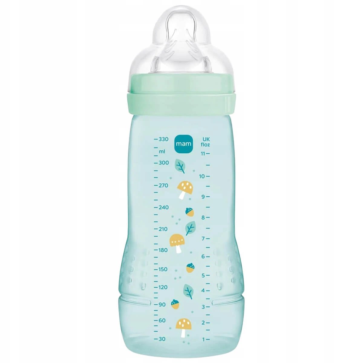 MAM Easy Active, sticlă anti-colică, cu tetină din silicon, model fructe, unisex, de la 4 luni, 330 ml