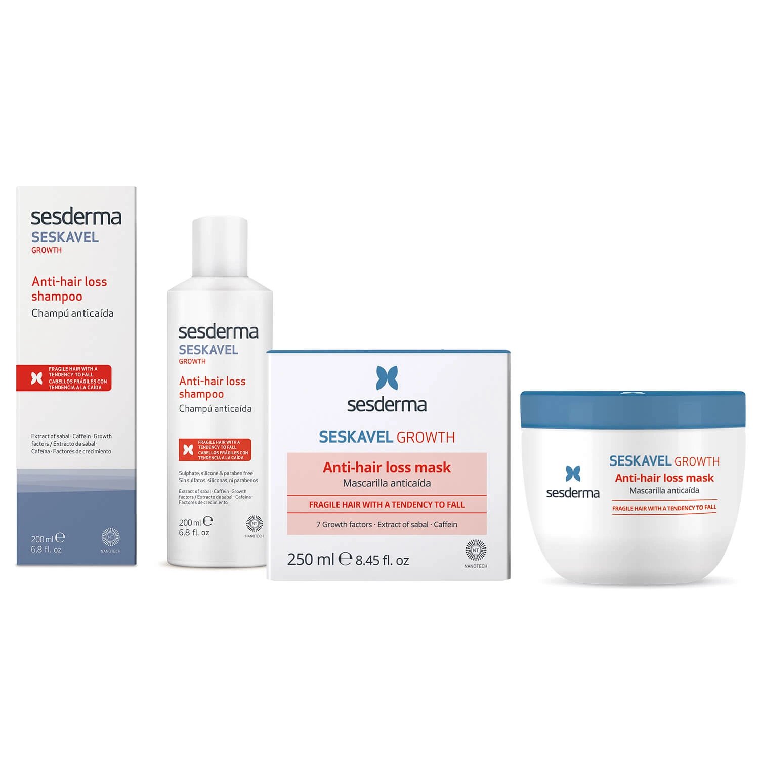 Sesderma Seskavel Growth kit anti-căderea părului, șampon, 200 ml + mască, 250 ml
