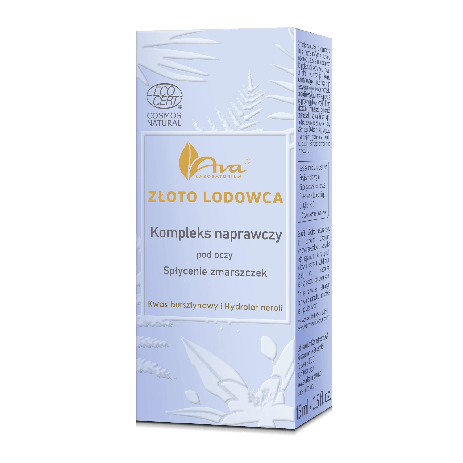 Ava Glacier Gold, complex reparator pentru ochi, 15 ml