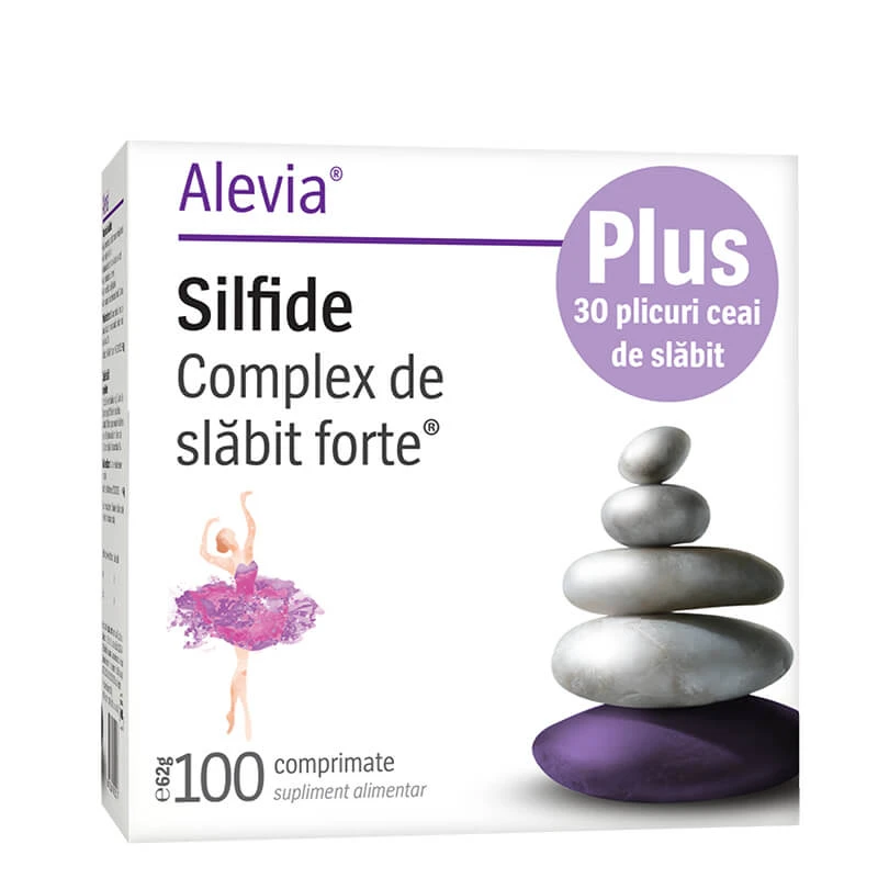 Complex de slǎbit forte Silfide, 100 comprimate + Ceai de slǎbit 30 doze, Alevia 