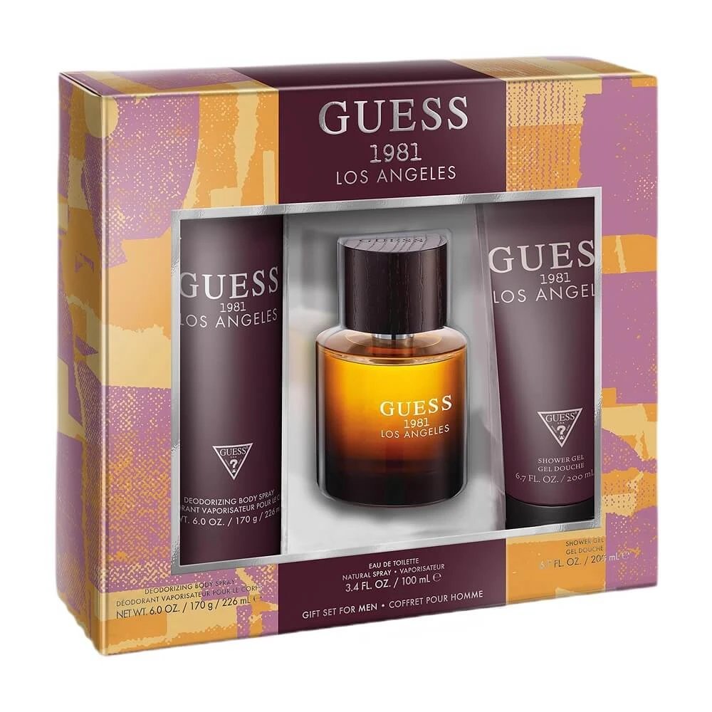 Guess 1981 Los Angeles pentru bărbați Set apă de toaletă, 100 ml + gel de duș, 200 ml + deodorant spray, 226 ml