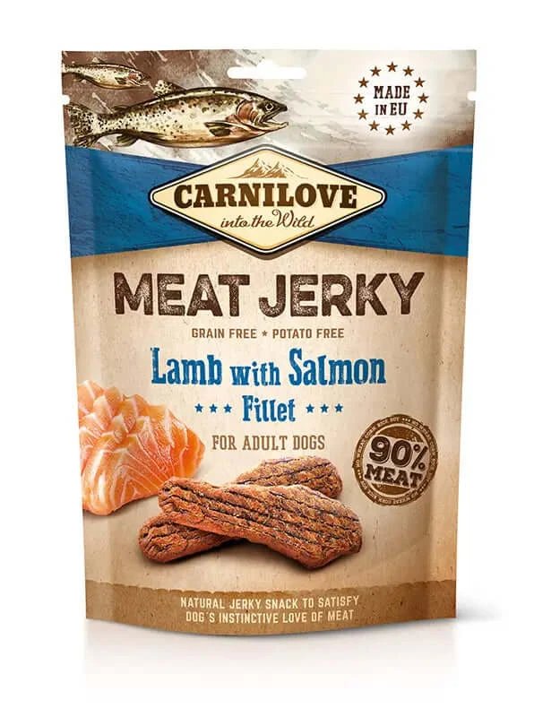 Carnilove Jerky Lamb & Salmon Fillets 12X100Gr gustare pentru câini