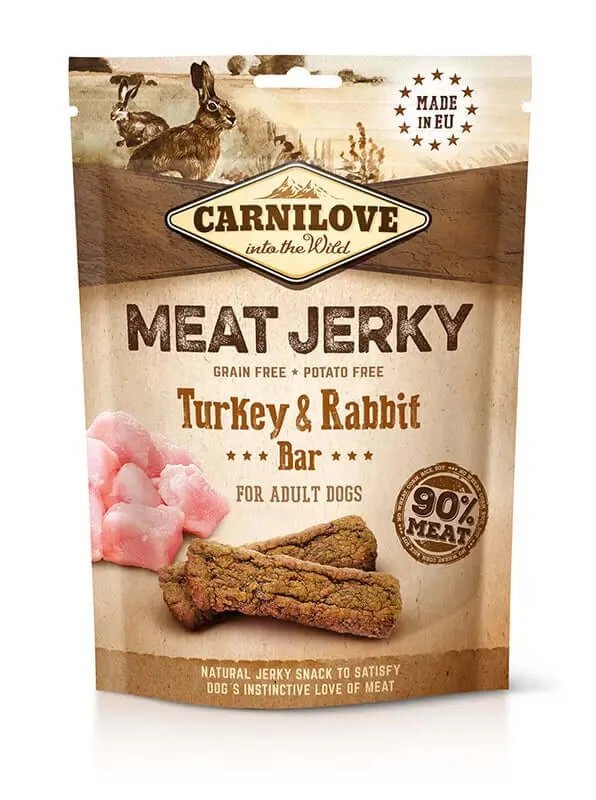 Carnilove Jerky Rabbit & Turkey Sticks 12X100Gr gustare pentru câini