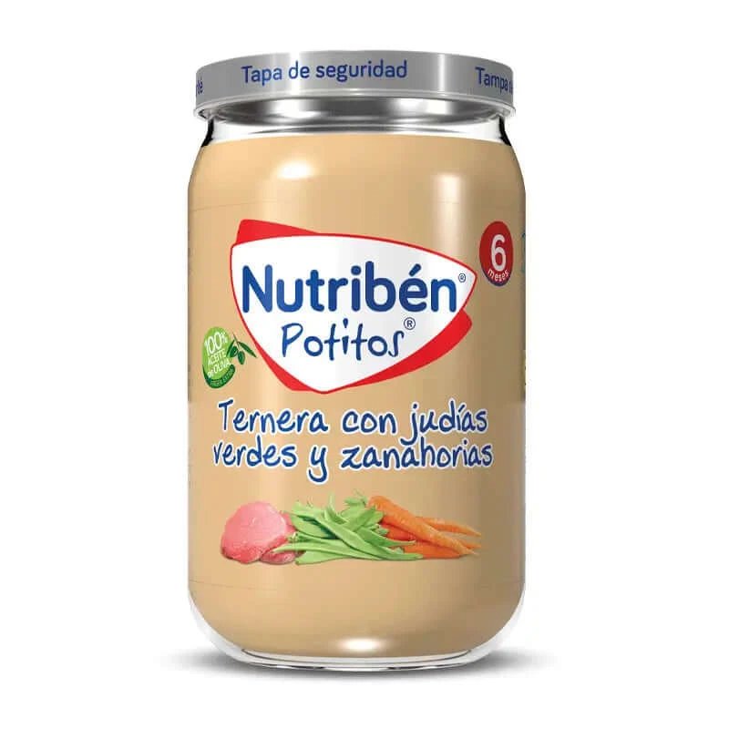 Nutribén Potito Carne de vită cu fasole verde și morcov, 235 g