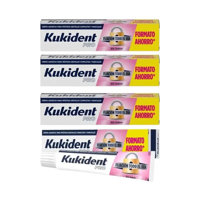 Kukident Quadruple Pro Cremă adezivă completă pentru proteze dentare, Neutru 4 x 70 Gr