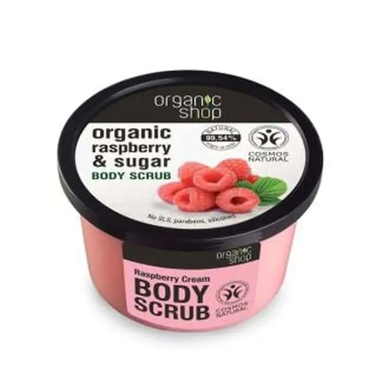 Organic Shop Cremă de zmeură pentru exfoliere corporală 250ml.
