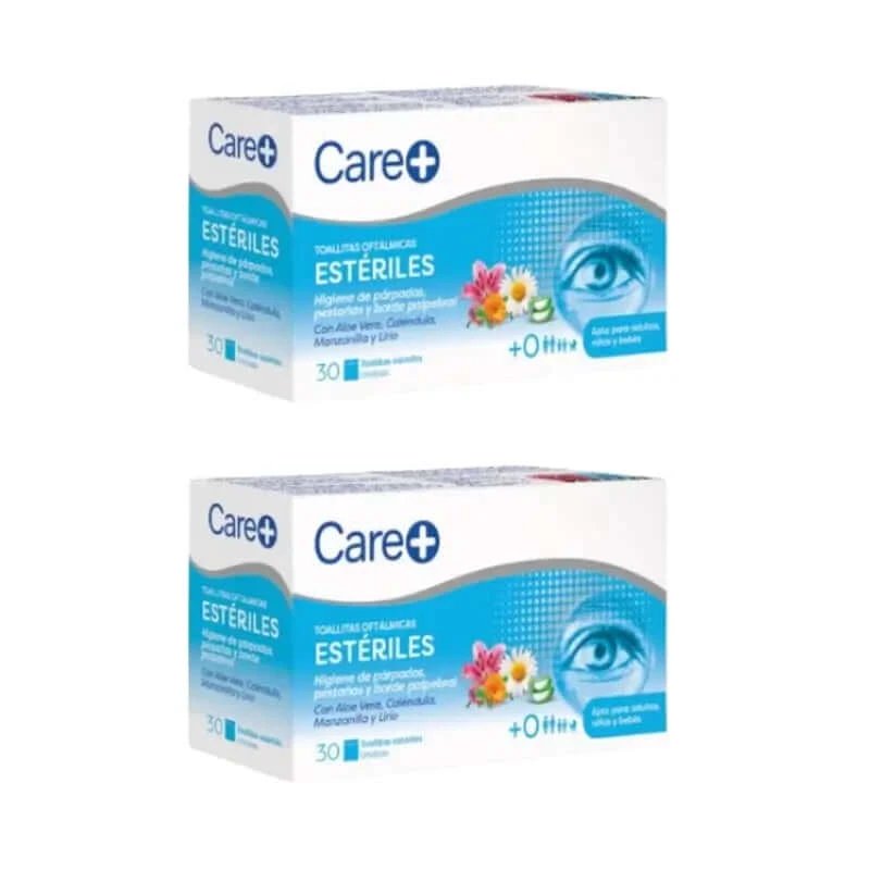 Care+ Șervețele oftalmice sterile, pachet 2 x 30 unități