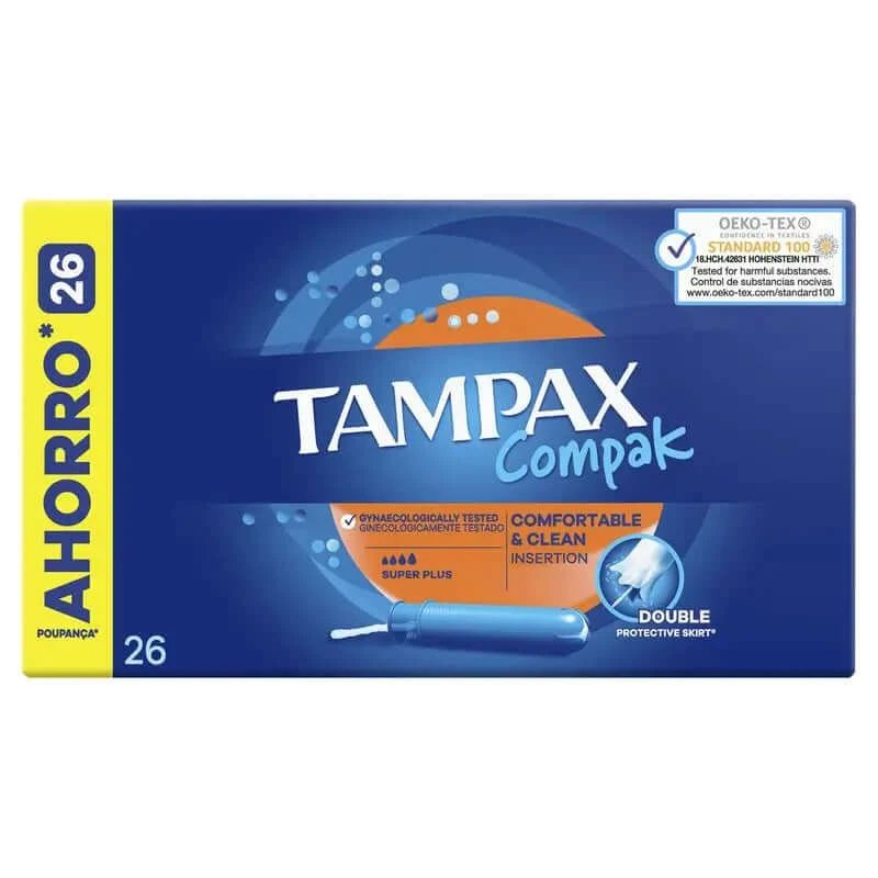 Tampax Compak Super Plus Tampoane Cu Aplicator , 26 unități