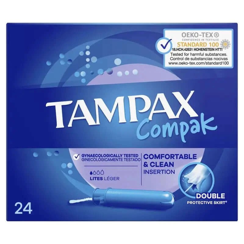 Tampax Compak Lites Tampoane cu aplicator , 24 unități