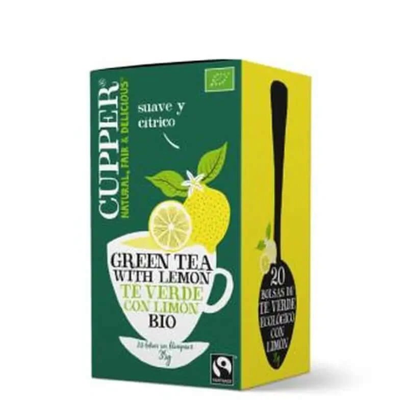 Cupper ceai verde cu infuzie de lămâie 20 de pliculețe. Bio