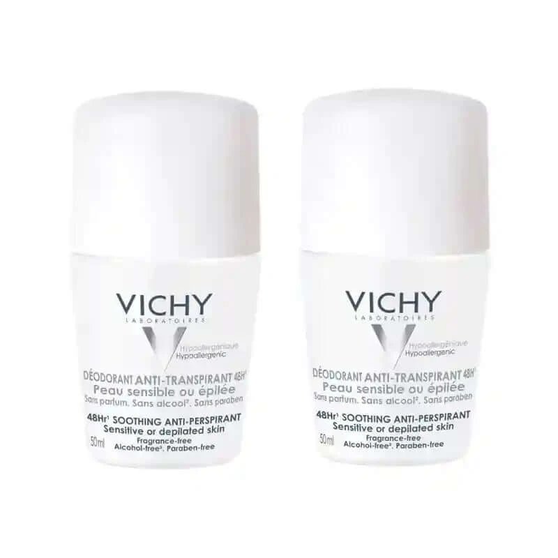 Vichy Anti-Transpirant Deodorant 48H Roll-On Piele sensibilă, 2X50 Ml