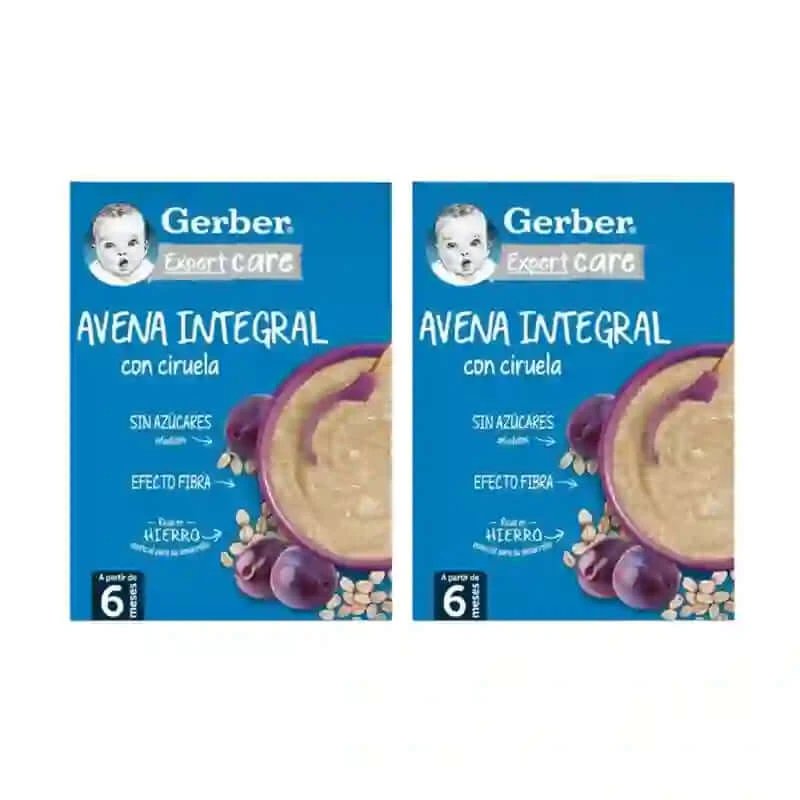 Gerber Porridge Fulgi de ovăz și prune, 2X250 Gr