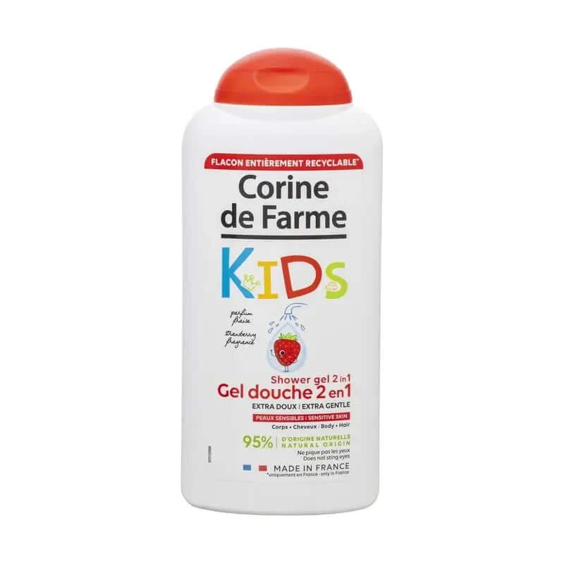 Corine De Farme 2 în 1 Gel de duș pentru corp și păr Kids Strawberry , 300 ml